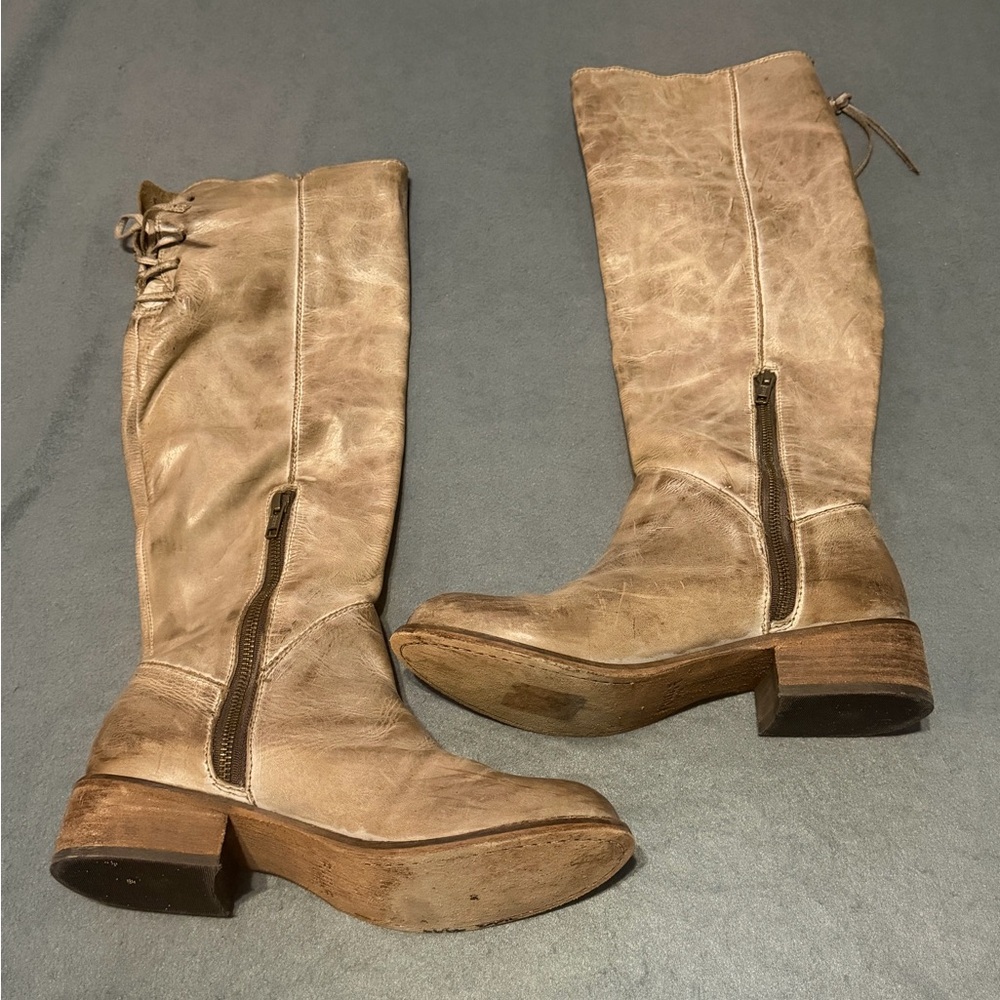Corral Taupe Leather Mid-Calf Heeled Boots - Picture 2 of 8